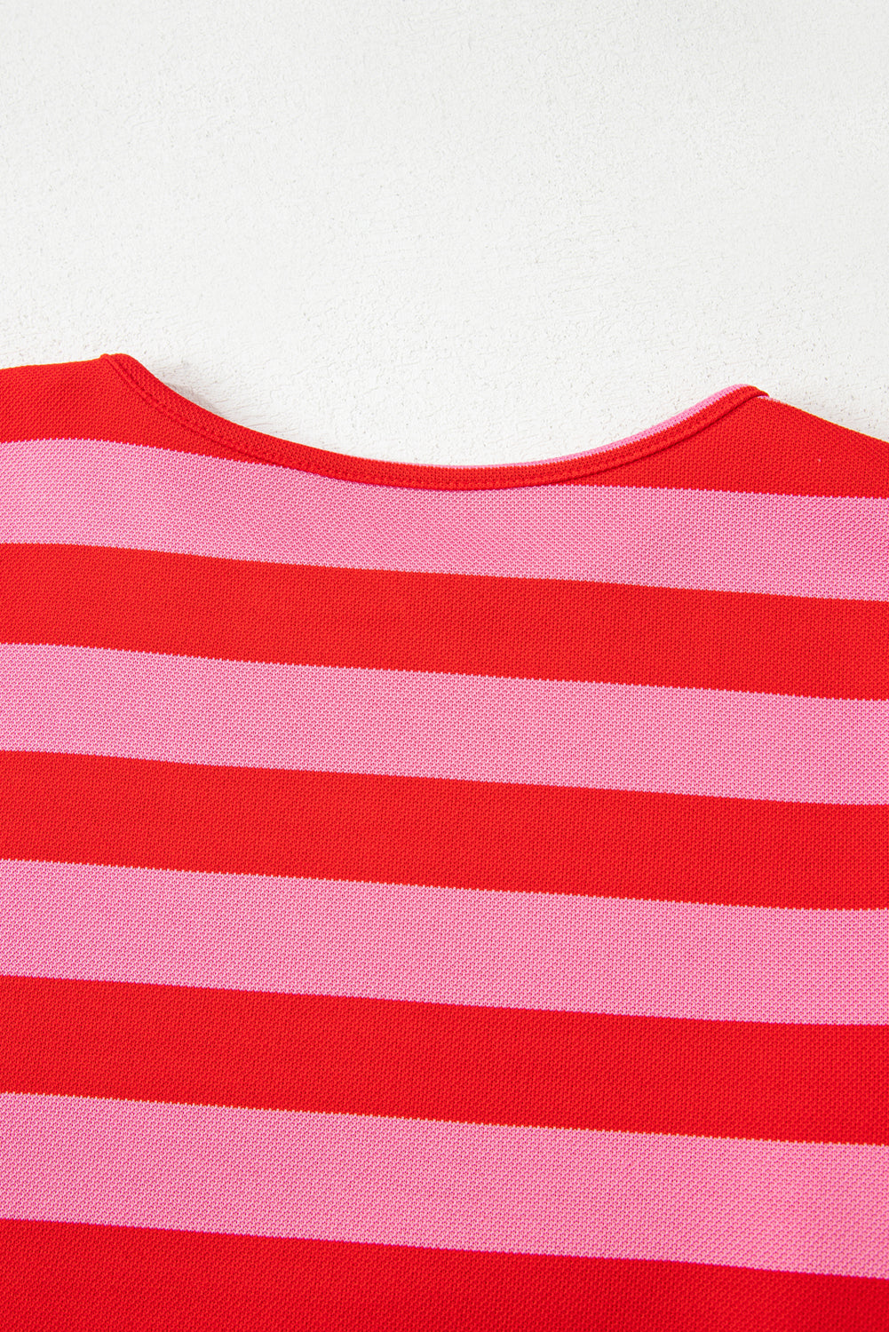 Red Stripe Flutter Sleeve Round Neck T Shirt