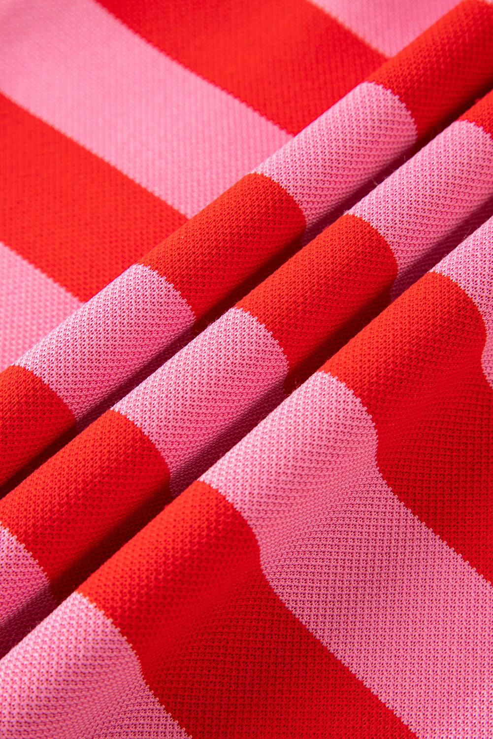 Red Stripe Flutter Sleeve Round Neck T Shirt